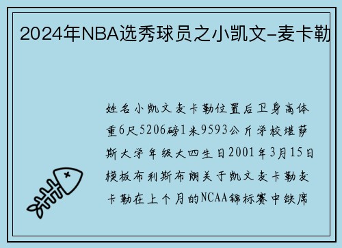 2024年NBA选秀球员之小凯文-麦卡勒